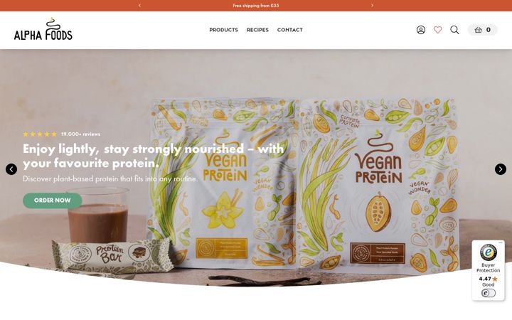 Screenshot of alphafoods.co.uk