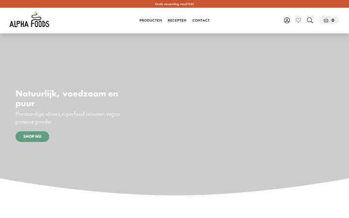 Screenshot of alphafoods.nl