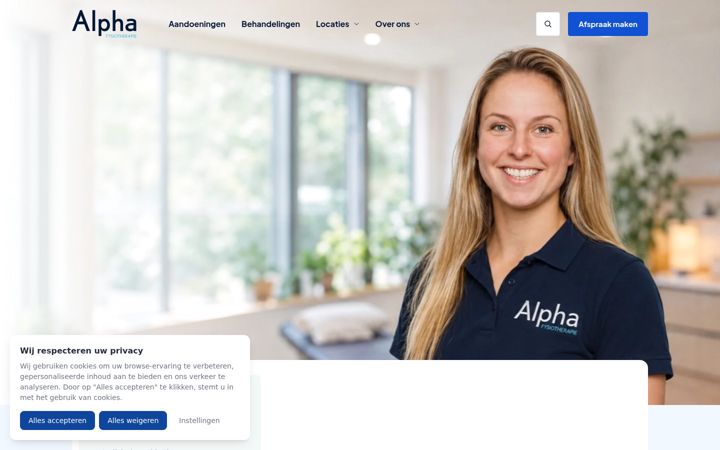 Screenshot of alphafysiotherapie.nl