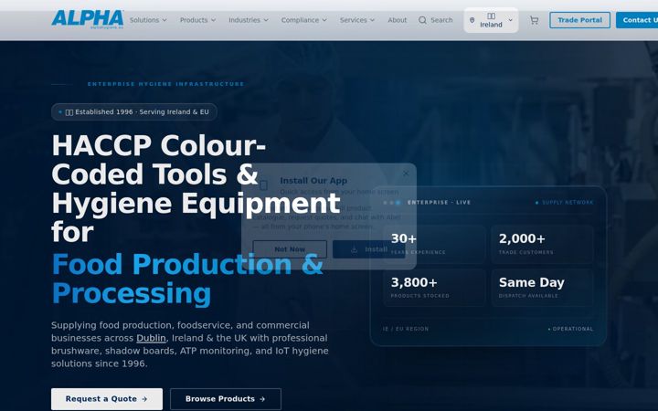Screenshot of alphahygiene.eu