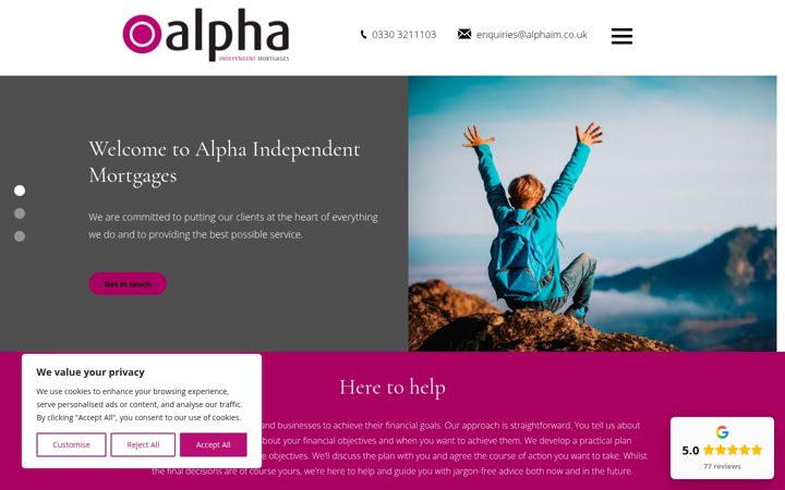 Ekrānuzņēmums no alphaim.co.uk