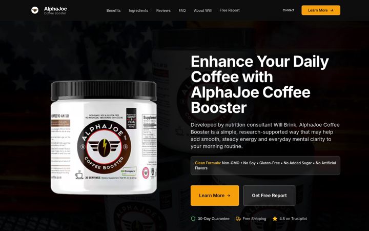 Screenshot of alphajoecoffee.com