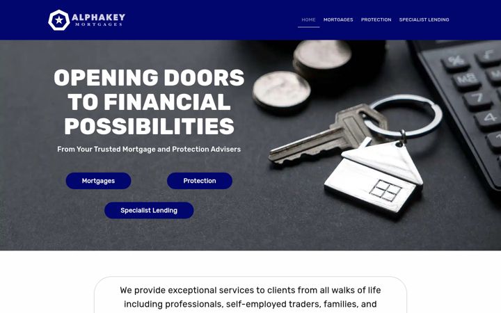 Screenshot of alphakeymortgages.co.uk