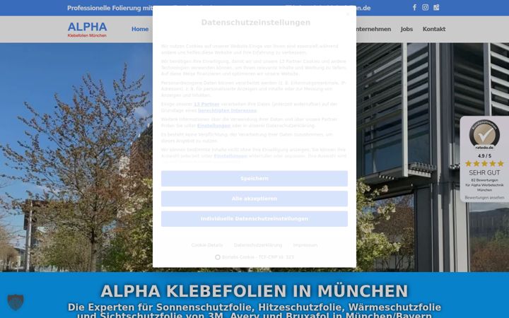Screenshot of alphaklebefolien.de