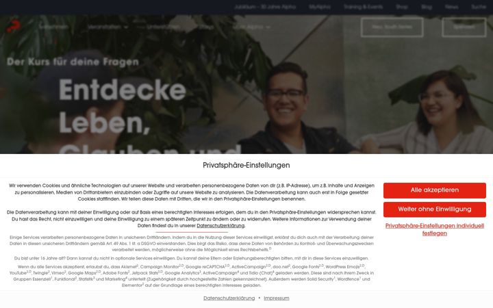 Screenshot of alphakurs.de