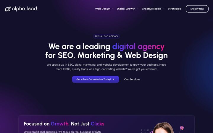 Screenshot van alphalead.agency