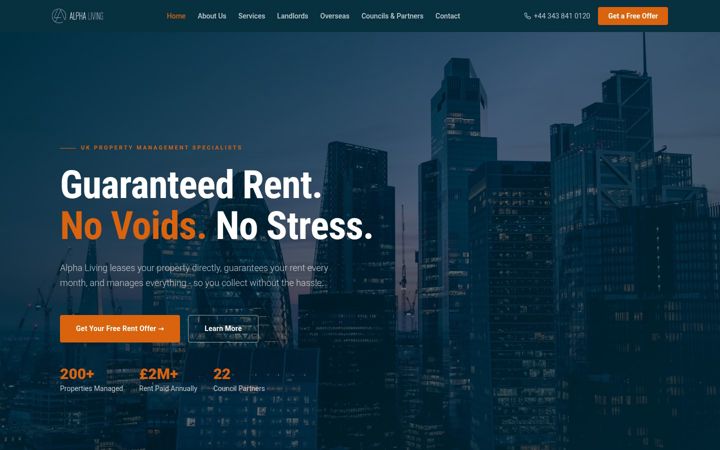 Screenshot of alphalivingltd.co.uk