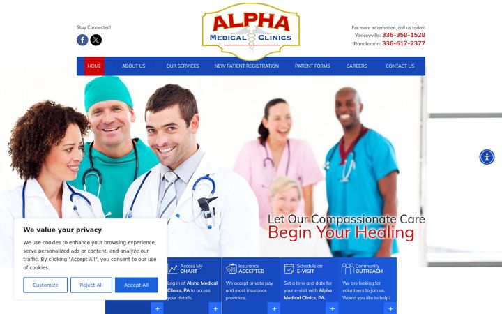 Ekraanipilt saidist alphamedicalclinics.com