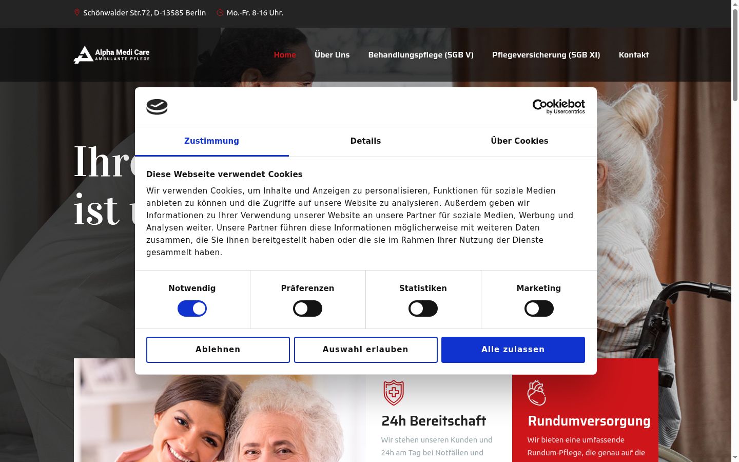 Captura de pantalla del banner de consentimiento mostrado antes de cualquier interacción