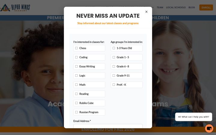 Screenshot of alphamindsacademy.com