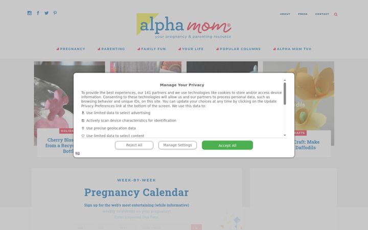 Screenshot of alphamom.com