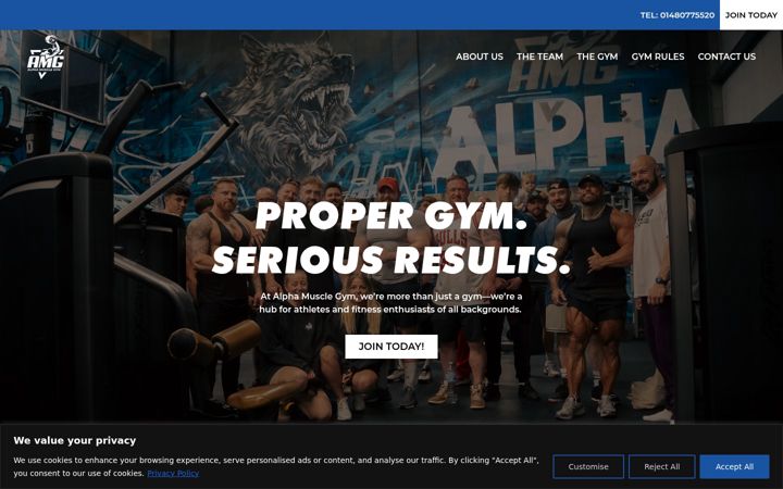 Screenshot of alphamusclegym.co.uk