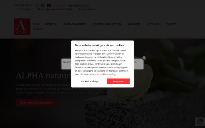 Screenshot von alphanatuursteen.nl