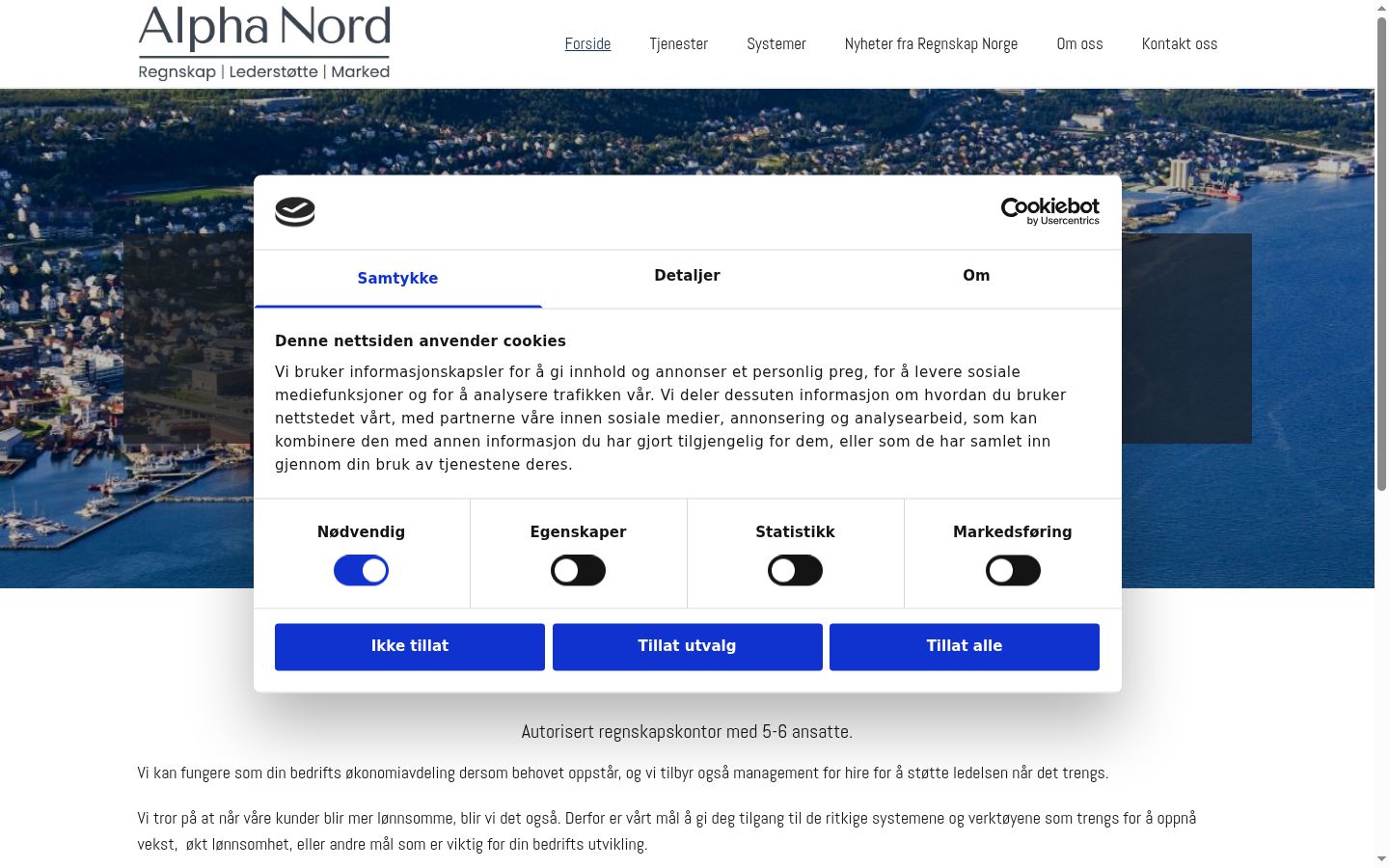 Captura de ecrã do banner de consentimento apresentado antes de qualquer interação