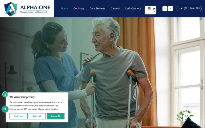 Screenshot of alphaonehealthcare.com