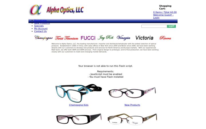 Screenshot of alphaopticsllc.com