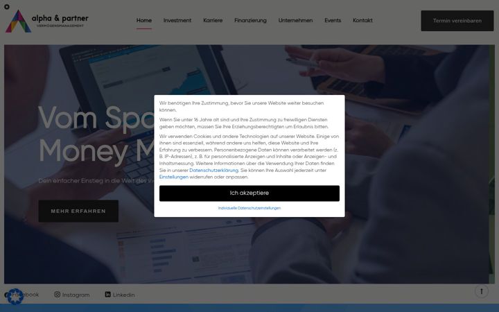 Skjámynd af alphapartner.at