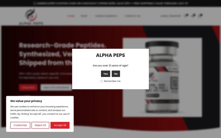 Ekrānuzņēmums no alphapeps.com