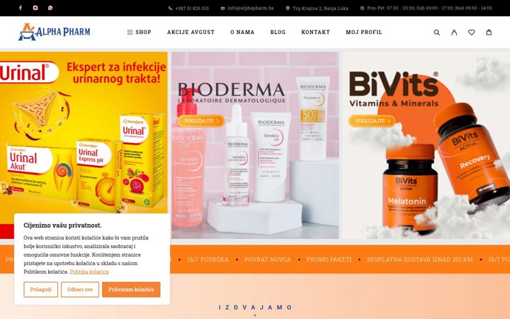 Ekrānuzņēmums no alphapharm.ba