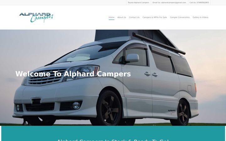 Screenshot of alphardcampers.co.uk