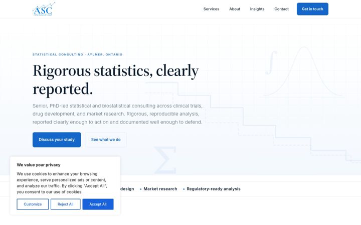 Screenshot of alphastatisticalconsult.com