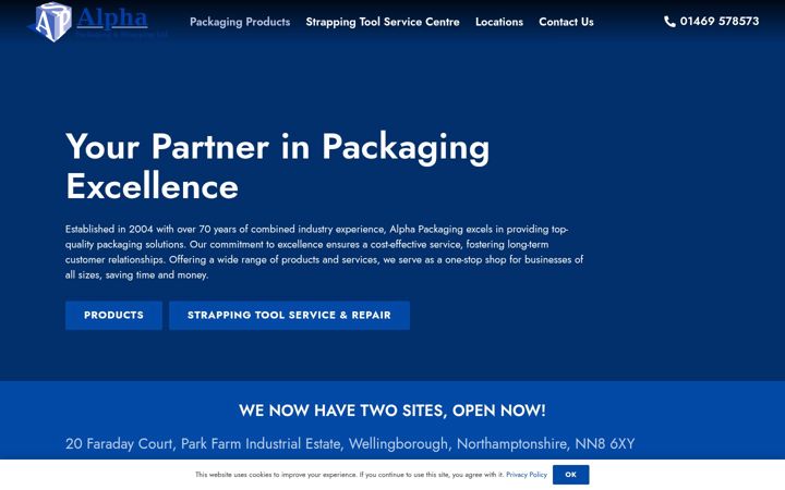 Screenshot von alphastrapping.co.uk