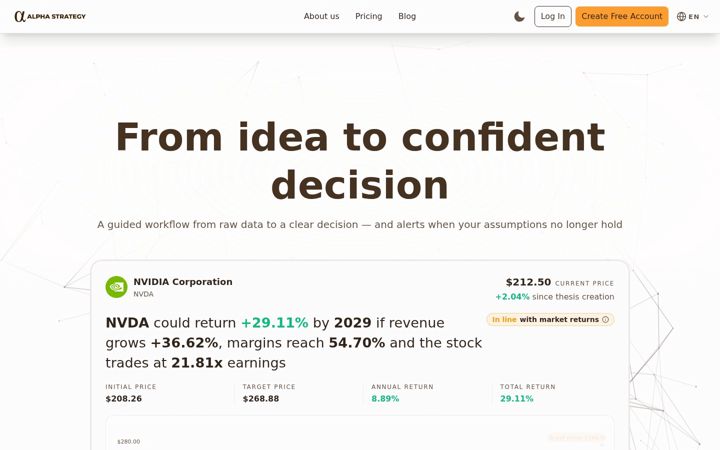 Snimka zaslona za alphastrategy.io