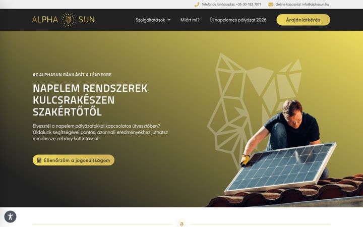 Screenshot di alphasun.hu