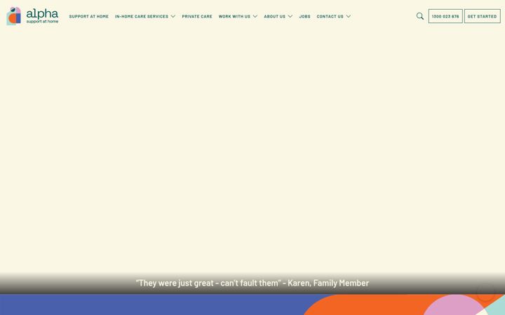 Screenshot von alphasupportathome.com.au