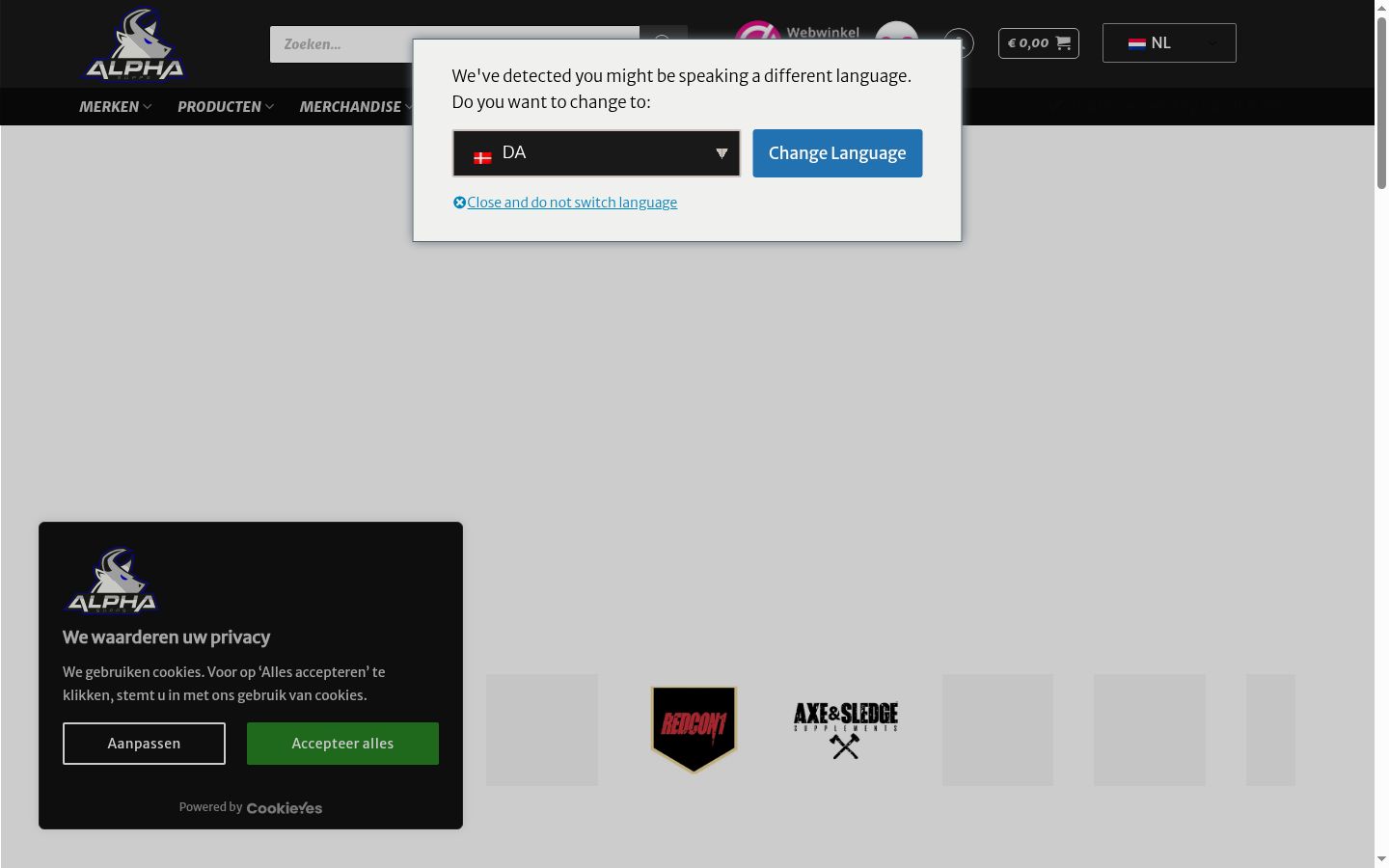 Screenshot des Einwilligungsbanners vor jeglicher Interaktion