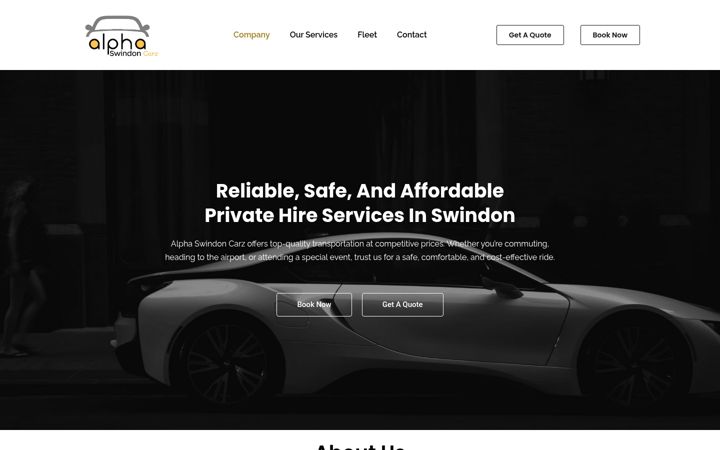 Screenshot of alphaswindoncarz.co.uk