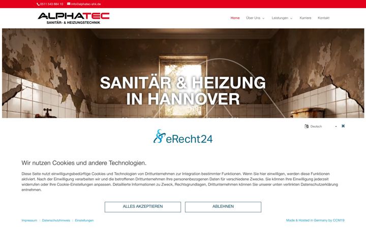 Screenshot of alphatec-shk.de