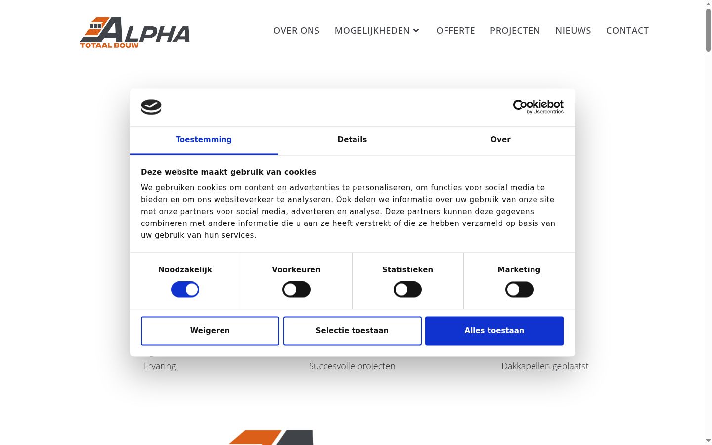 Captura de ecrã do banner de consentimento apresentado antes de qualquer interação