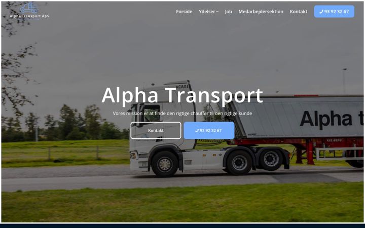 Screenshot of alphatransport.dk