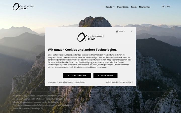 Screenshot of alphatrend-fund.de