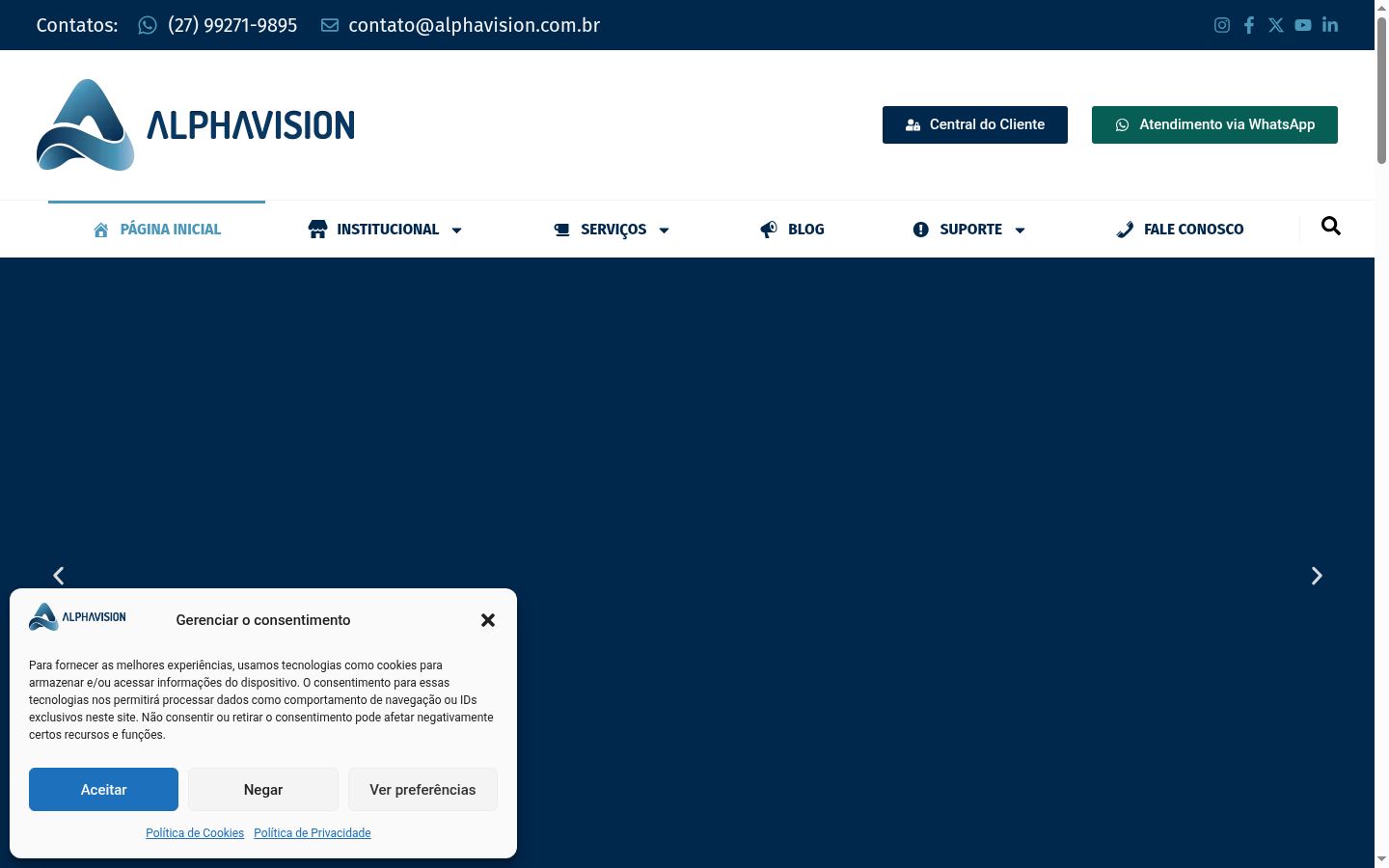 Screenshot of the consent banner shown before any interaction