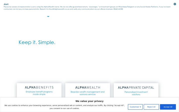 Screenshot ta' alphawealth.co.za