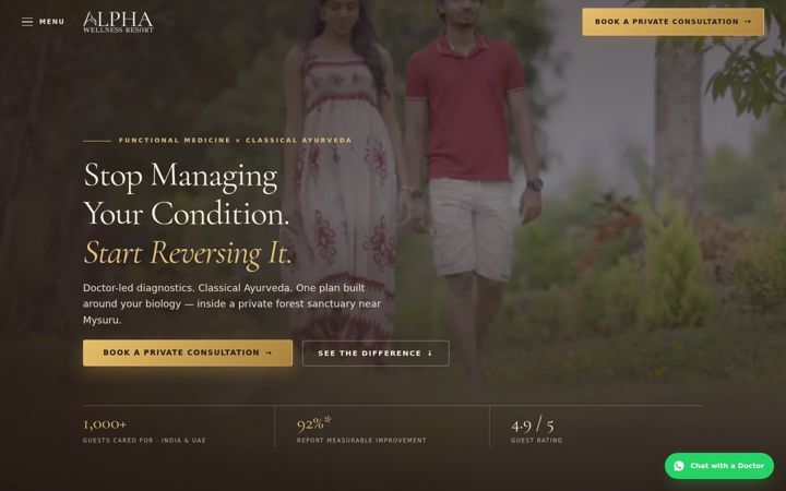 Screenshot of alphawellnessresort.com