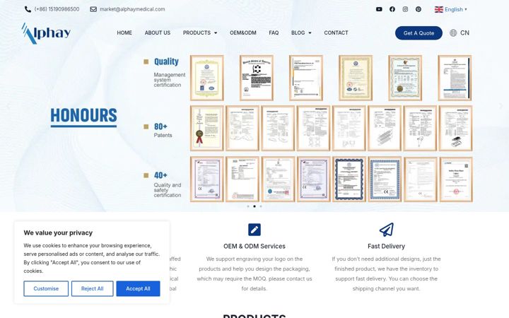 Kuvakaappaus sivustosta alphaymedical.com