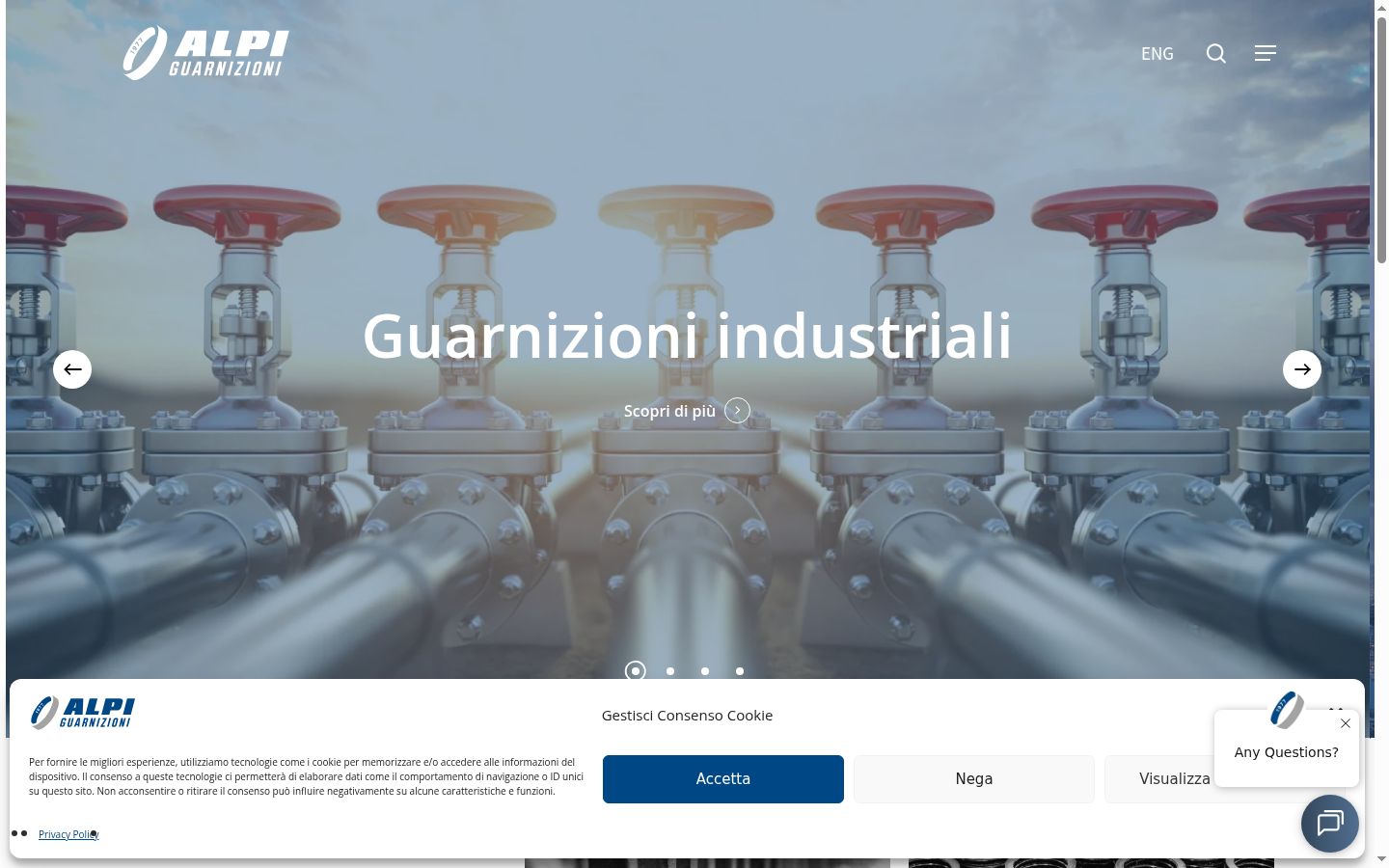 Screenshot del banner di consenso mostrato prima di qualsiasi interazione