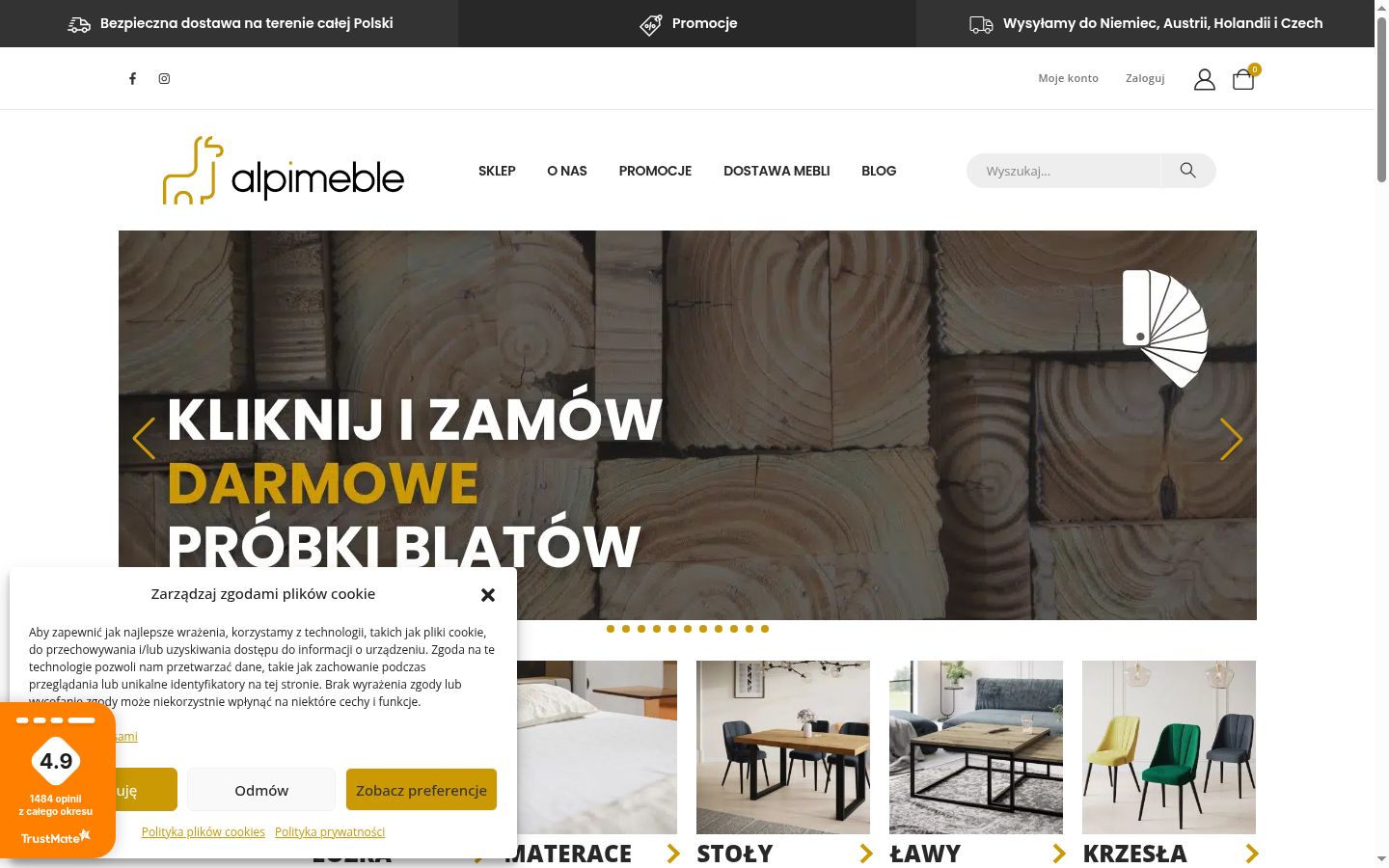 Zrzut ekranu banera zgody wyświetlanego przed jakąkolwiek interakcją