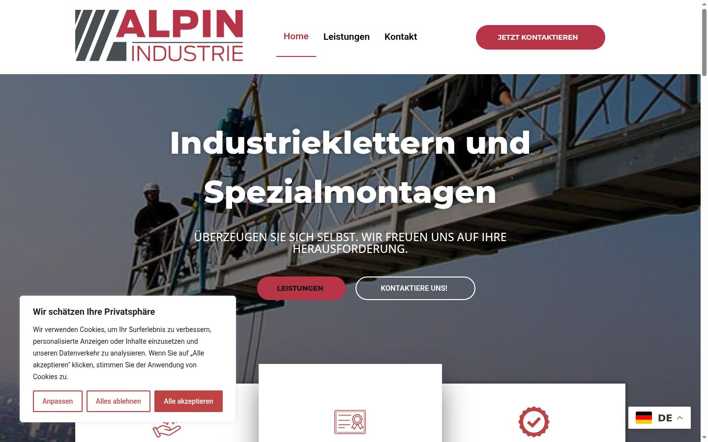 Screenshot des Einwilligungsbanners vor jeglicher Interaktion