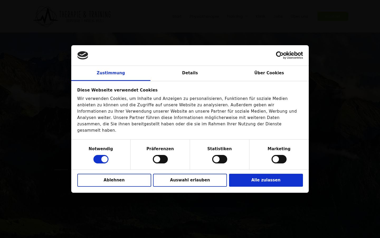 Screenshot of the consent banner shown before any interaction
