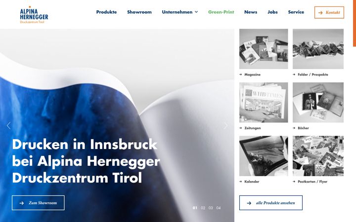 Kuvakaappaus sivustosta alpinadruck.com