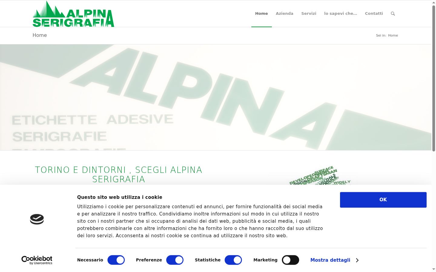 Screenshot del banner di consenso mostrato prima di qualsiasi interazione