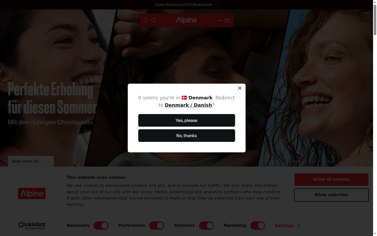 Screenshot of the consent banner shown before any interaction
