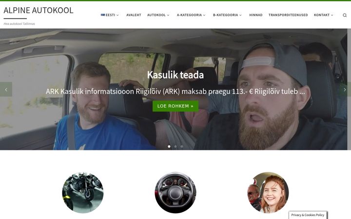 Skærmbillede af alpineautokool.eu