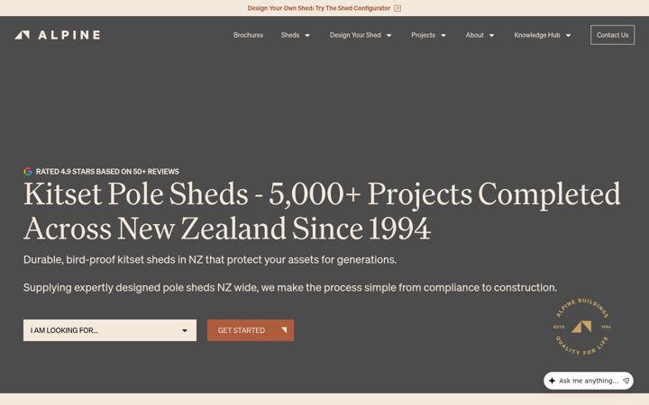 Screenshot of alpinebuildings.co.nz