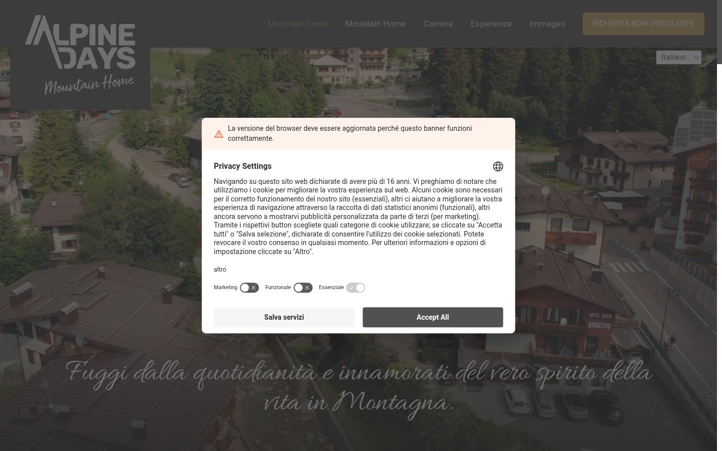 Sutikimo reklamjuostės, rodytos prieš bet kokią sąveiką, ekrano kopija