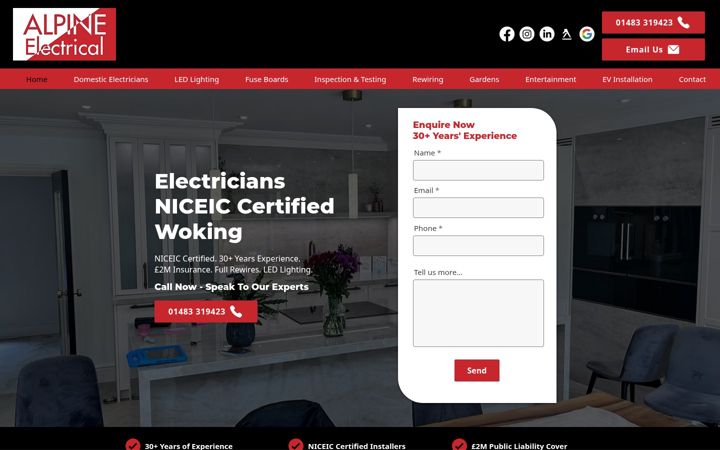 Screenshot of alpineelectrical.co.uk